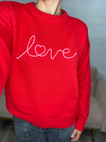 Love Notes Boyfriend Sweater-Cherry