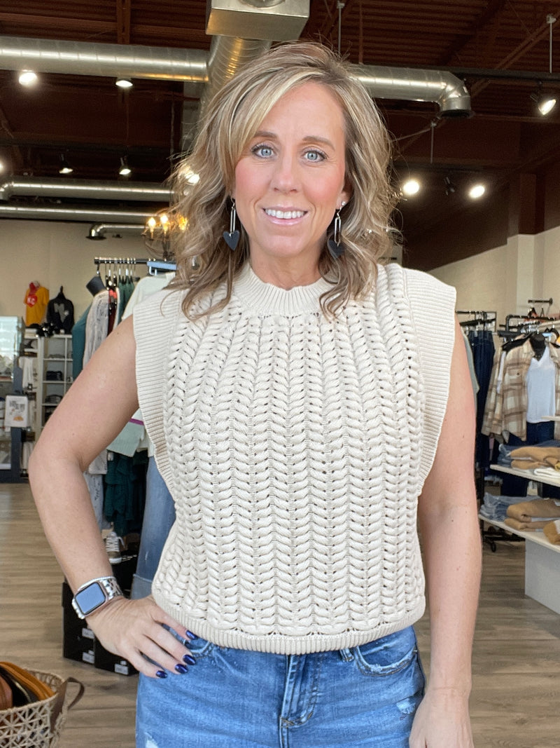 Keeley Mock Neck Sweater Vest in Chai by Another Love