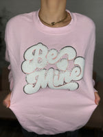 Be Mine Chenille Patch Crewneck-Pink