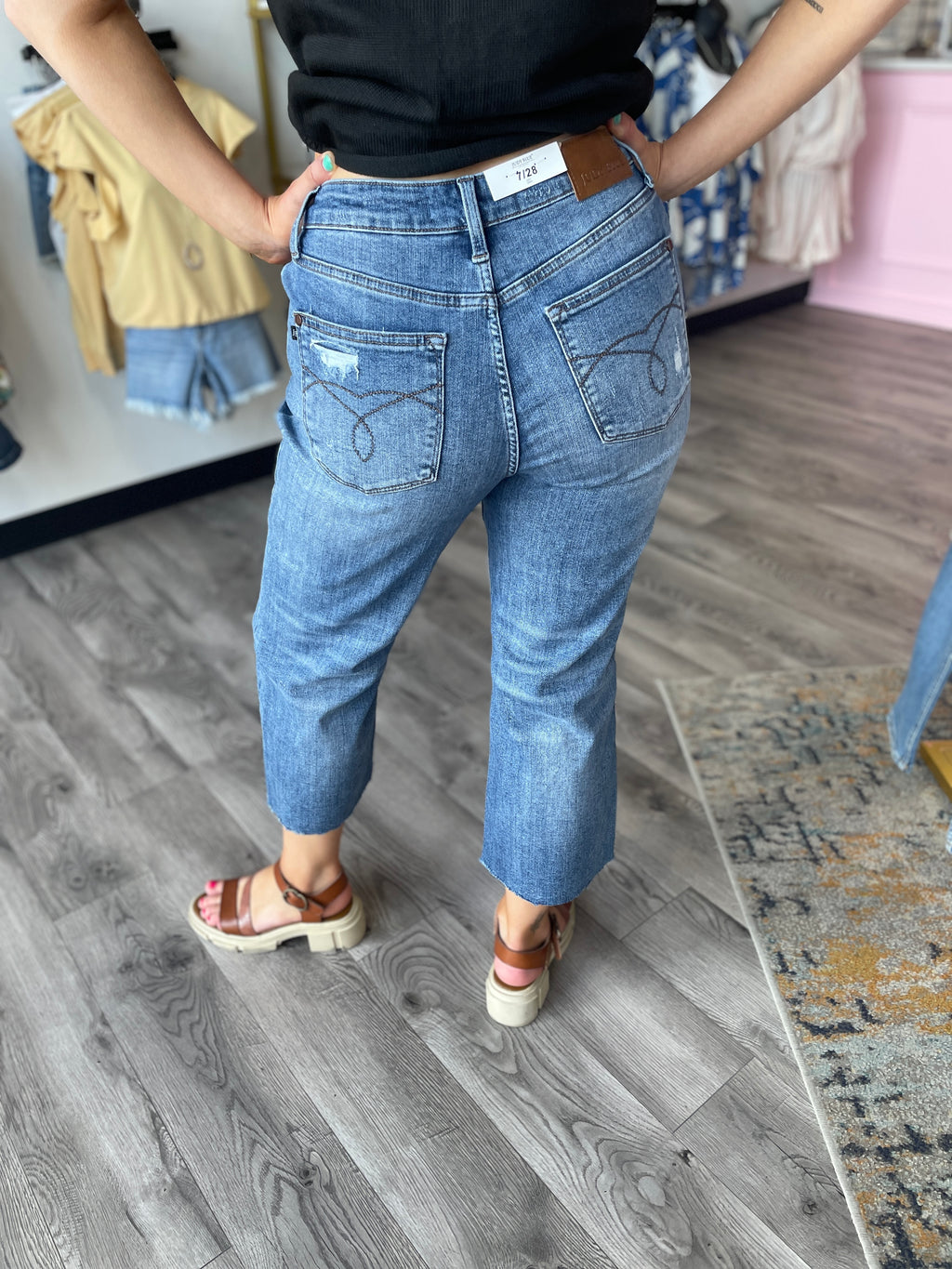 Cassie Destroy Hem Judy Blue Cropped Jeans