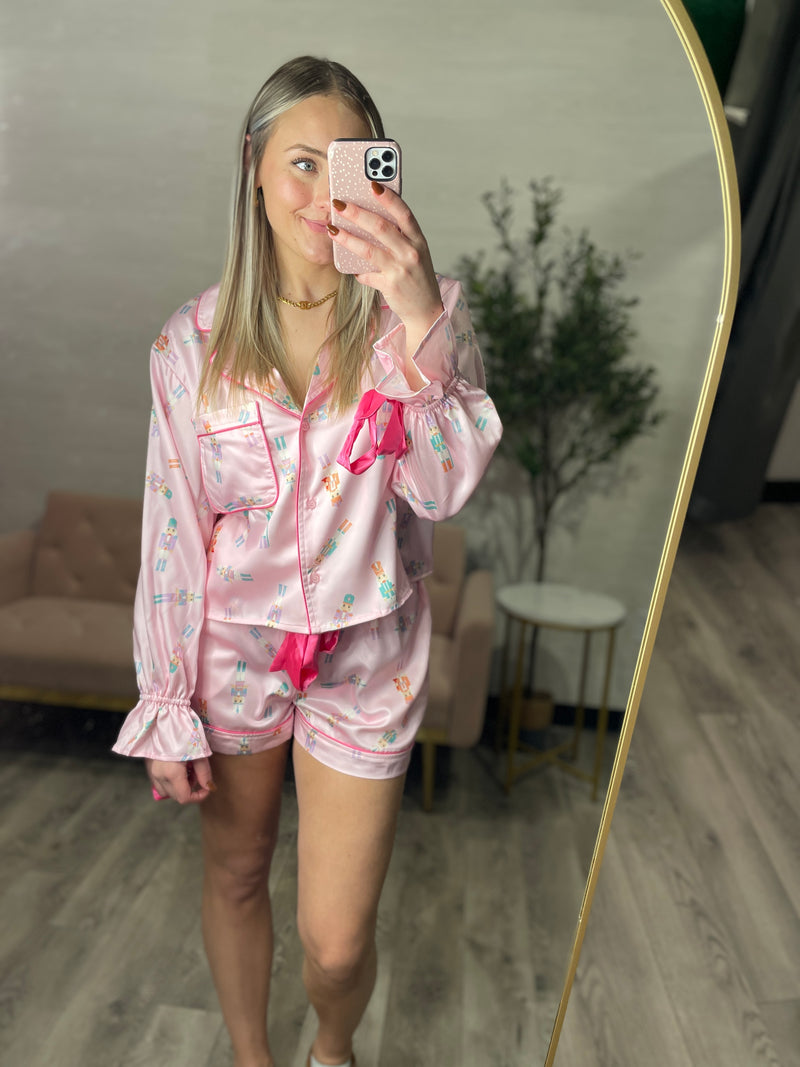 Nutcracker Pajama Set-Lt Pink Multi