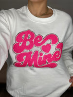 Be Mine Chenille Patch Crewneck-White