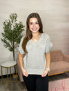 Renata Pointelle Detail Sweater in Marled Dove Gray by Another Love