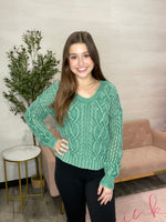 Claudia Vintage Washed Sweater in Garden Green by Another Love