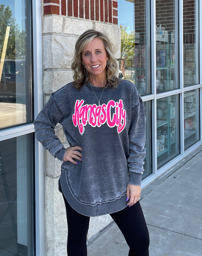 Grey & Hot Pink Kansas City Fleece Sweatshirt