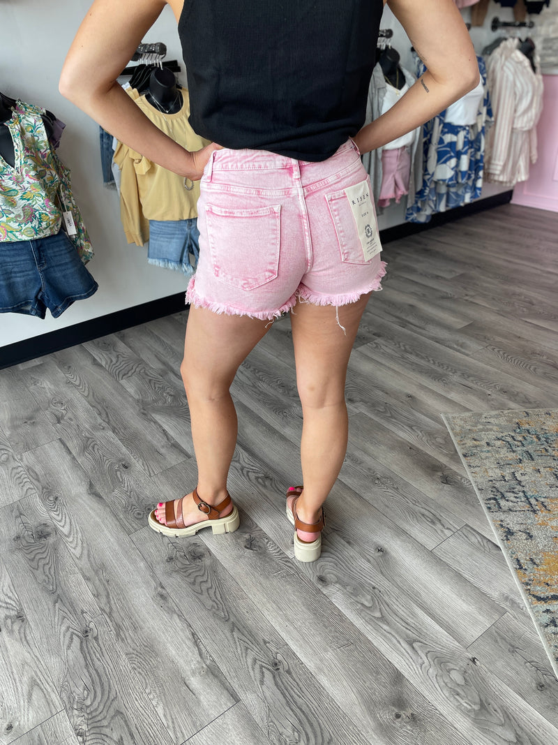 Acid Pink Mid Rise Shorts
