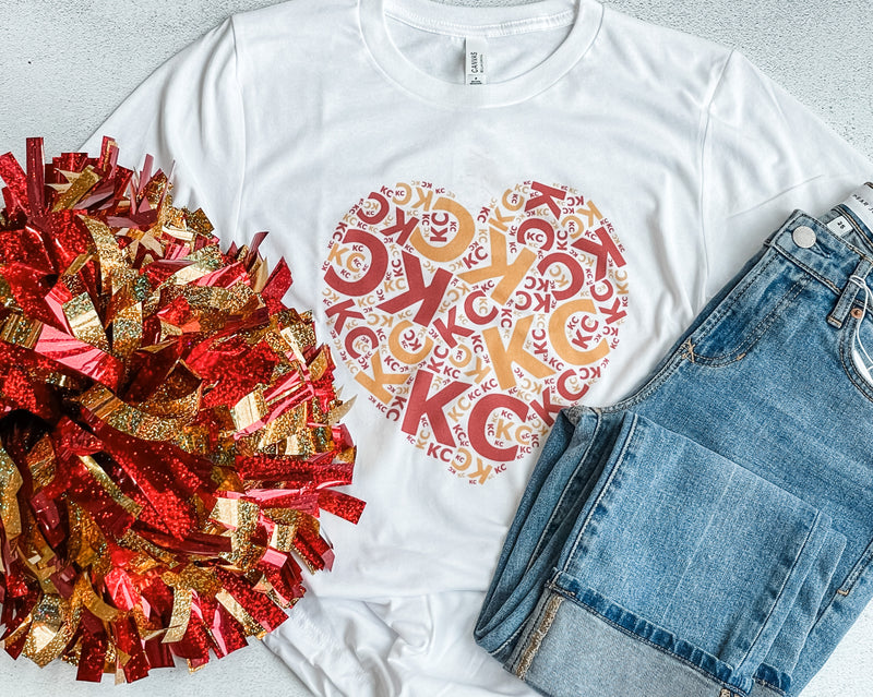 Red & Gold Filled KC Heart Tee