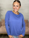 Kathy Crew Neck Long Sleeve Slim Fit Tee-Blue Lolite