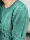 Krista Pointelle Puff Sleeve Sweater-Clover