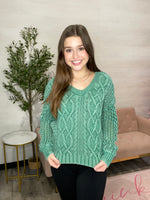 Claudia Vintage Washed Sweater in Garden Green by Another Love