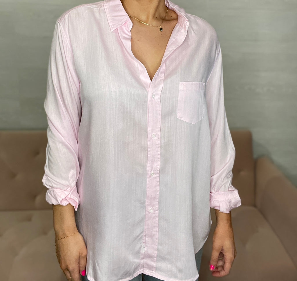 Galina Button Down Tencel Top-Pink A Boo