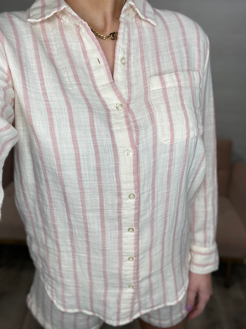 Saturday Stripe Shirt-Bone