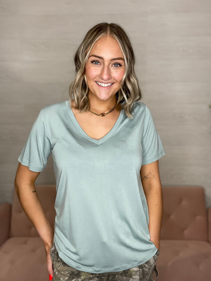 Sammie V-neck Tee in Sea Spray by Z Supply