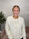 Dania Pearly Cable Knit Sweater-Vintage Cream