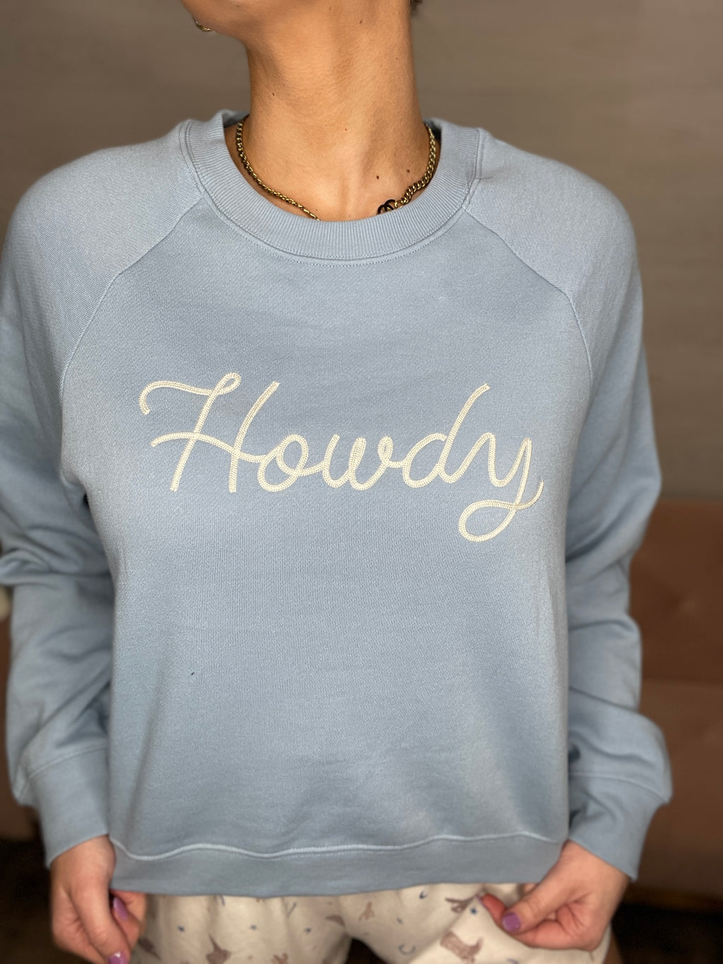 Howdy Sweatshirt-Coastal Blue