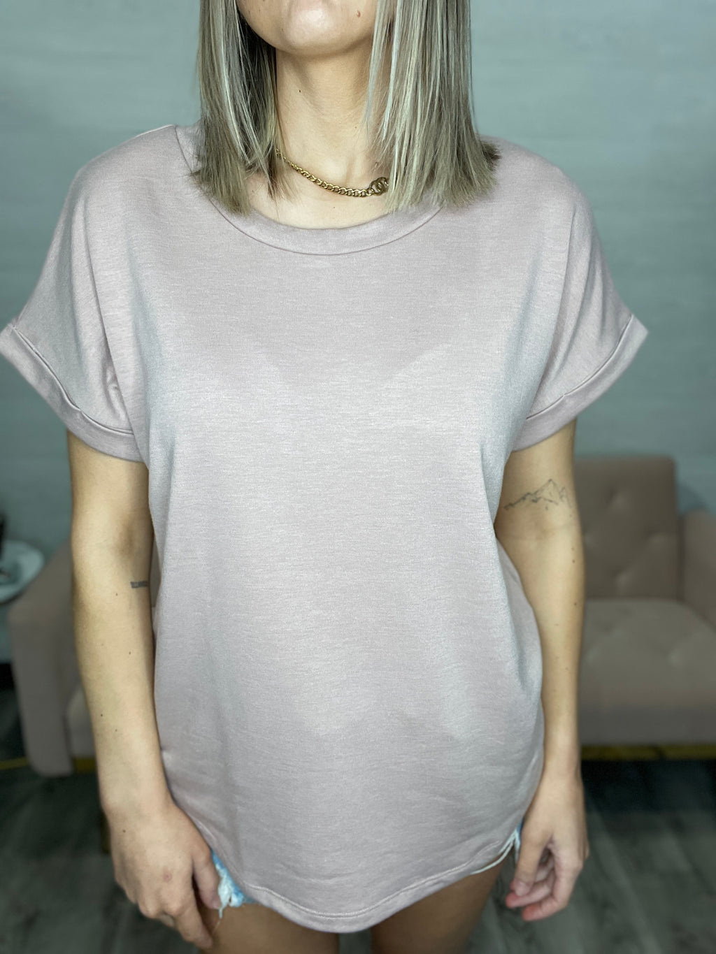 Ophelia Loose Fit Top-Dusty Rose