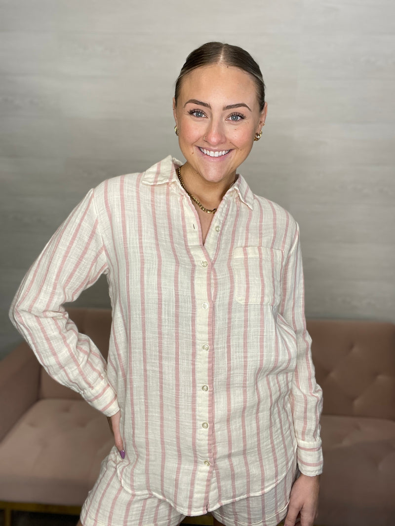 Saturday Stripe Shirt-Bone