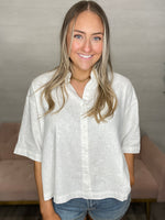 Ansel Boxy Fit Button Up Top-White White
