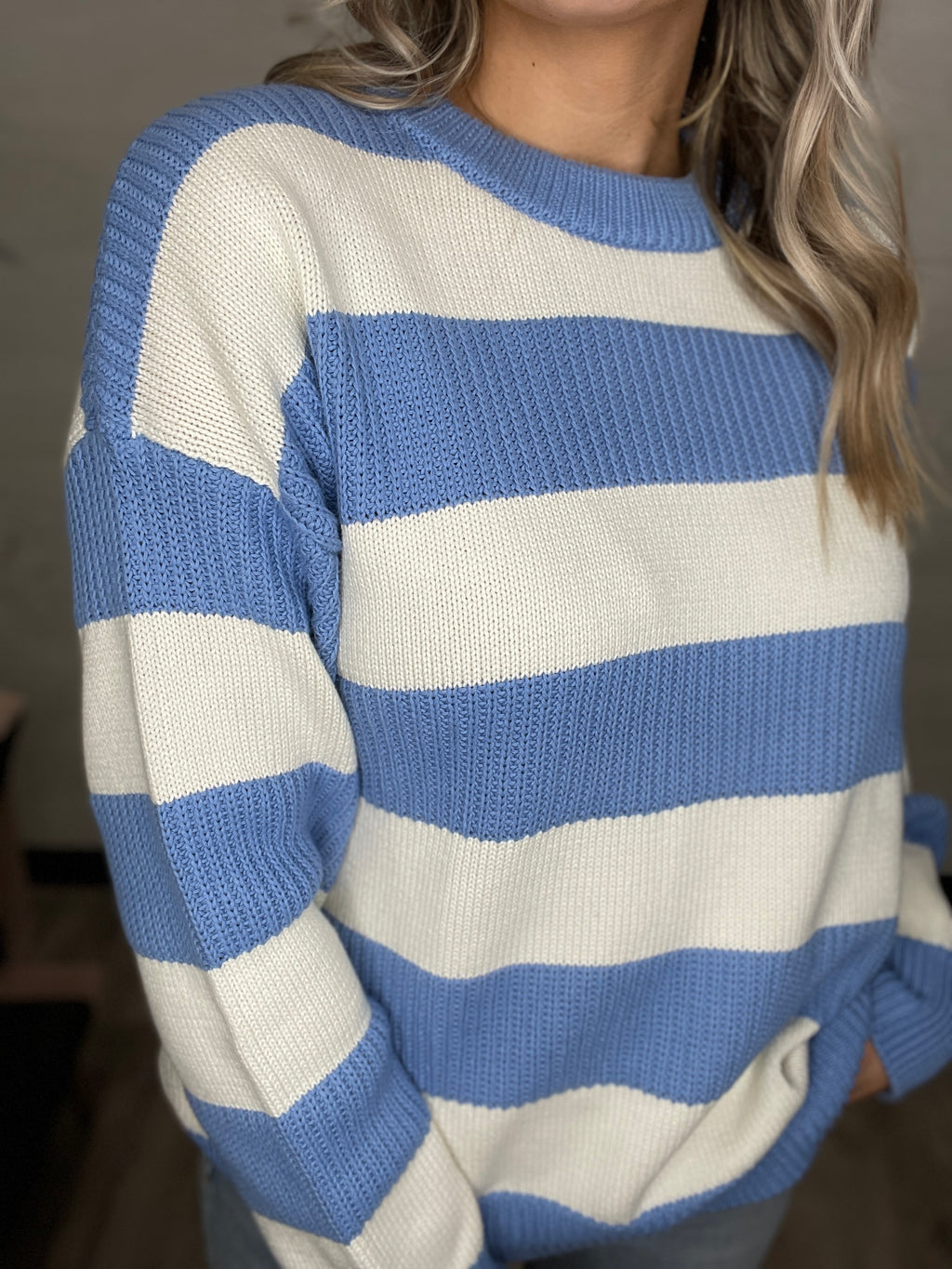 Boyfriend Sailor Sweater-Blue River