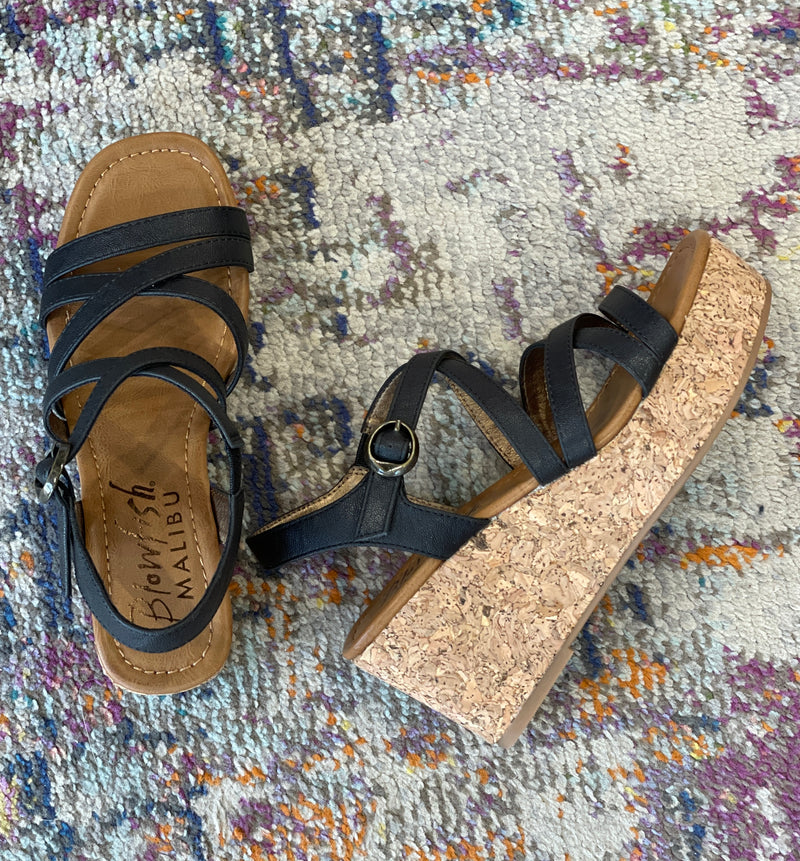 Blowfish Malibu Aurora Wedge Sandal-Black