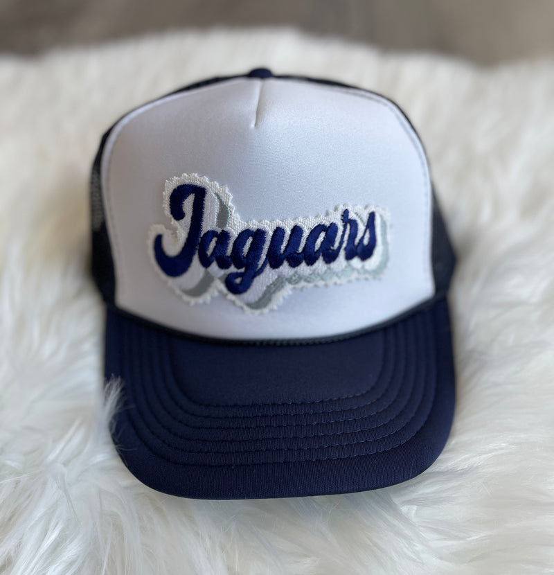 Jaguars Script Foam Trucker Hat-Navy