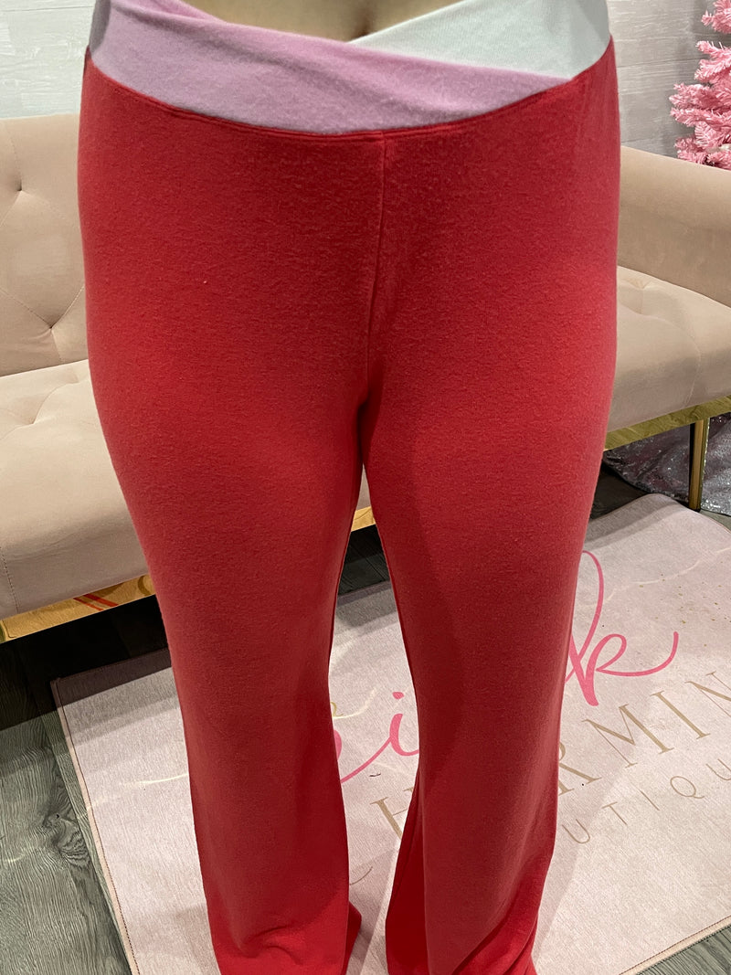 Cross Over Flare Pant in Candy Red by Z Supply