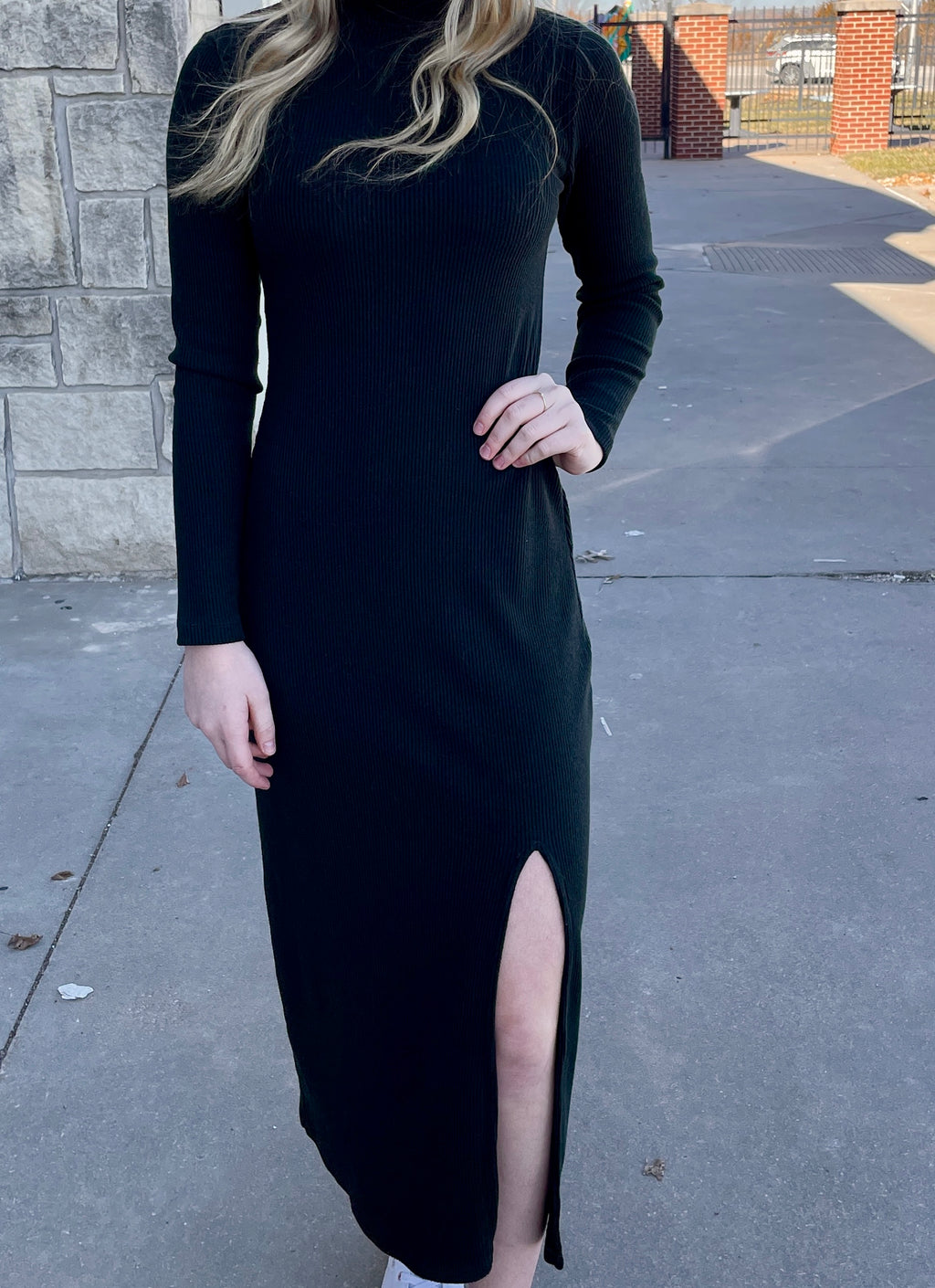 Ophelia Mock Neck Dress in Black by Z Supply