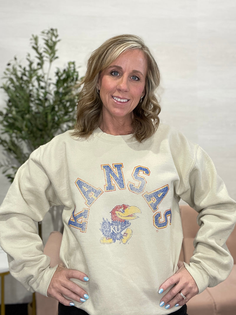 KU Jayhawks Mega Arch Thrifted Sweatshirt