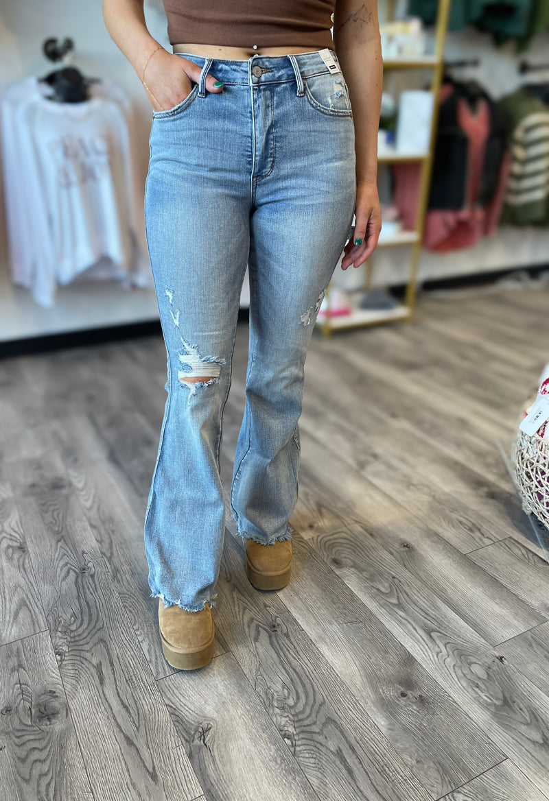 Trina Tummy Control Destroyed Flare Jeans