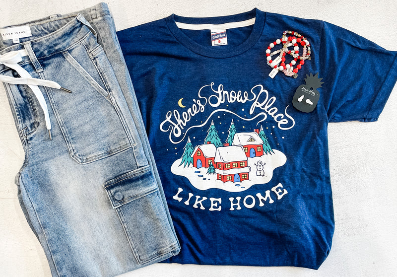 There's Snow Place Like Home Navy Tshirt by Charlie Hustle