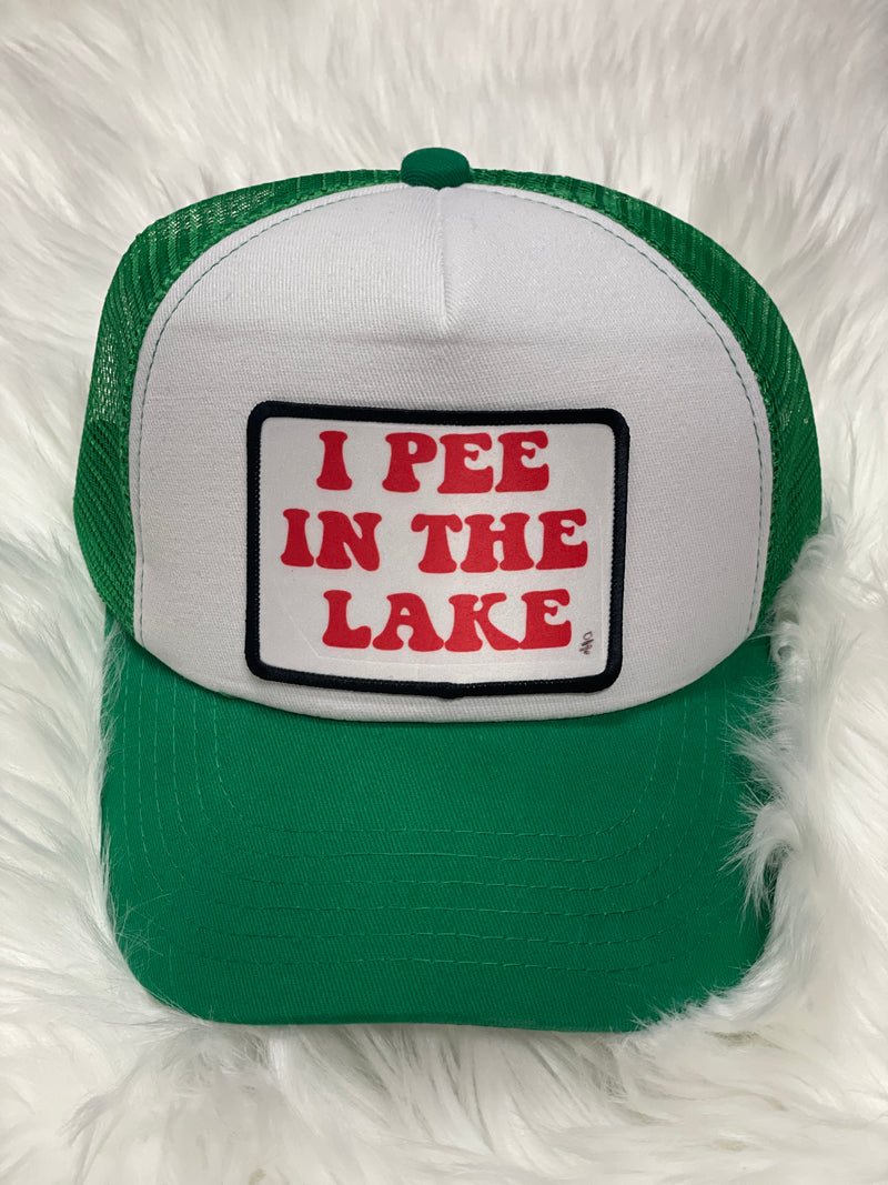 I Pee in the Lake Trucker Hat-Green & White