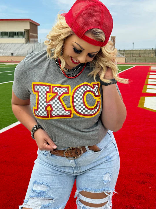 KC Checkered Print Tee by Randi Mahomes