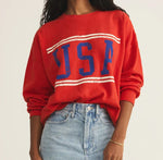 USA Sunday Sweatshirt=Cabana Red