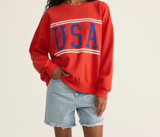 USA Sunday Sweatshirt=Cabana Red