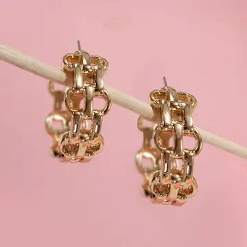 Double Chain Link Hoop Earrings