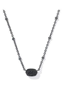 Mini Elisa Gunmetal Satellite Pendant-Black Drusy