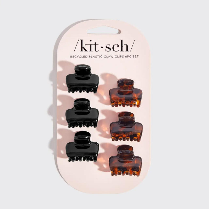Recycled Plastic Mini Cloud Claw Clips 6pc Set-Black Tort