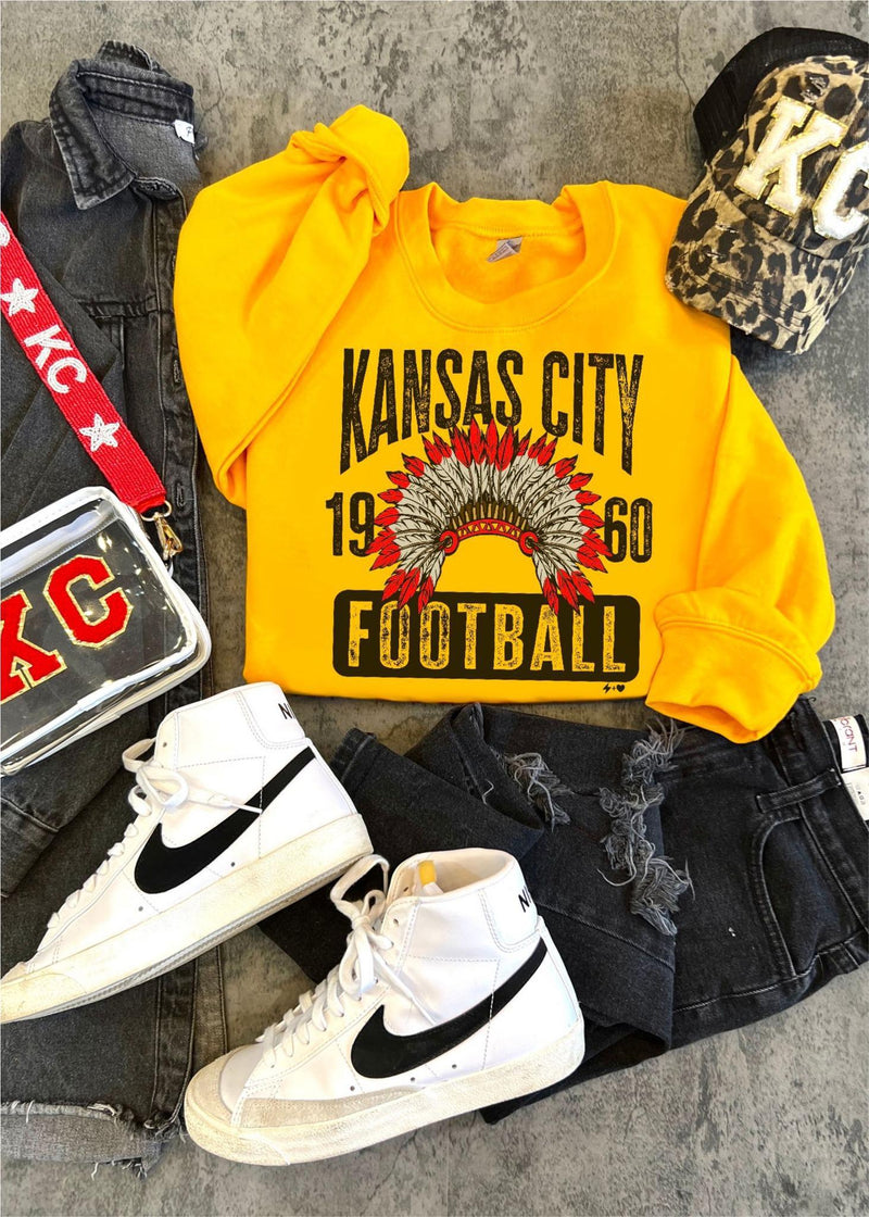 Kansas City Headdress Sweatshirt-Gold