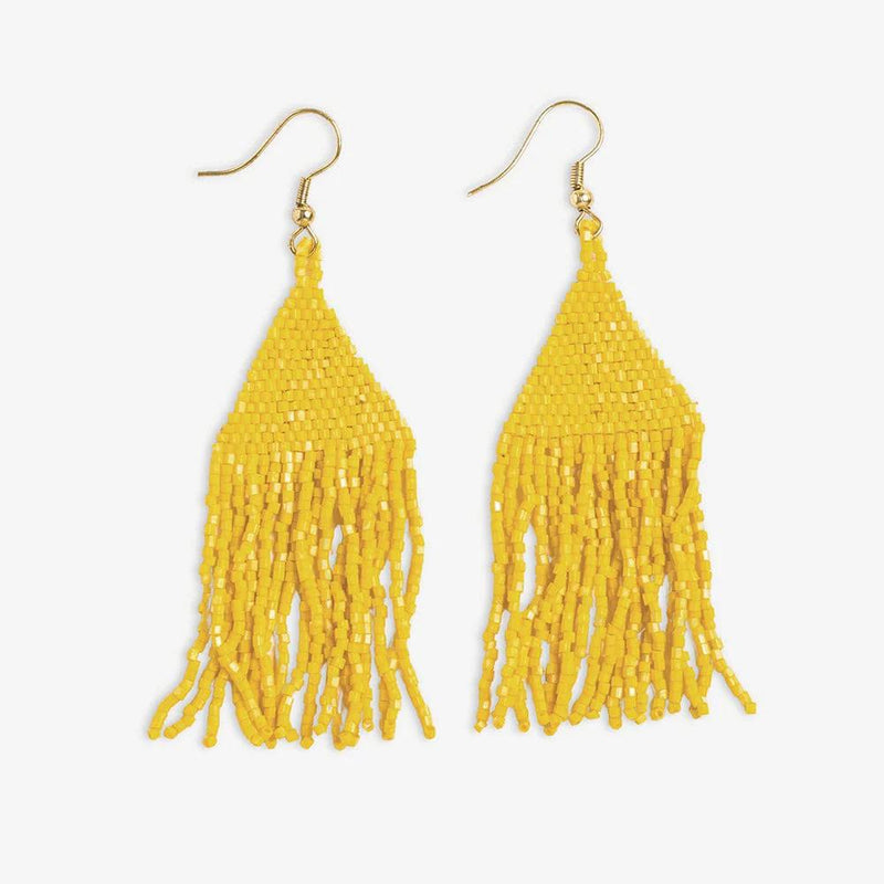 Lexie Solid Beaded Fringe Earrings Lemon