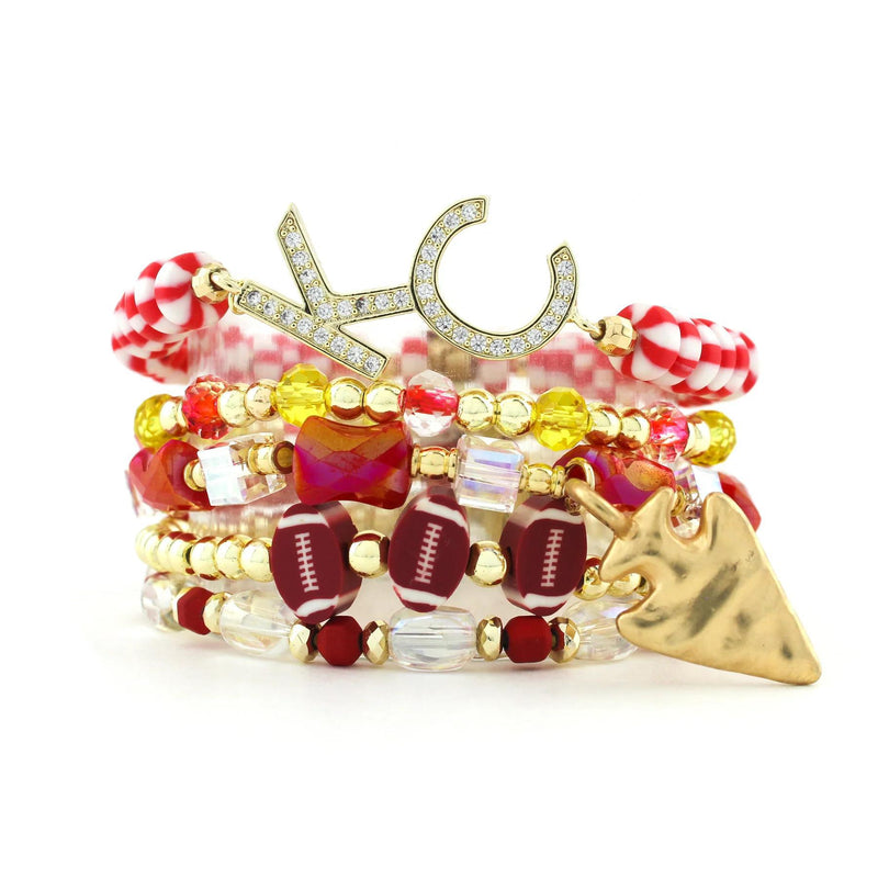 KC Football Bracelet Stack