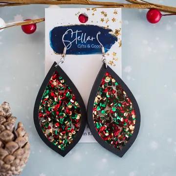 Holiday Cheer Glitter Christmas Teardrops