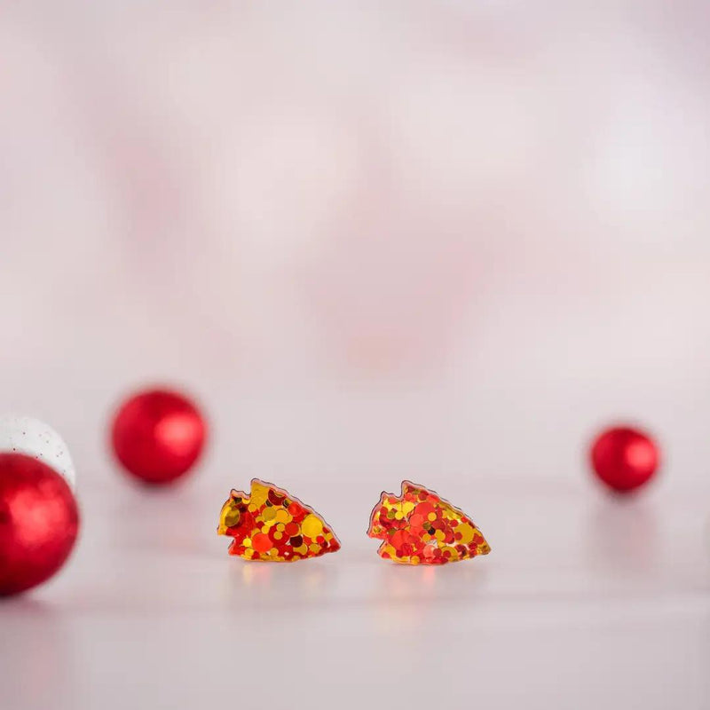 Red & Gold Confetti Arrowhead Studs