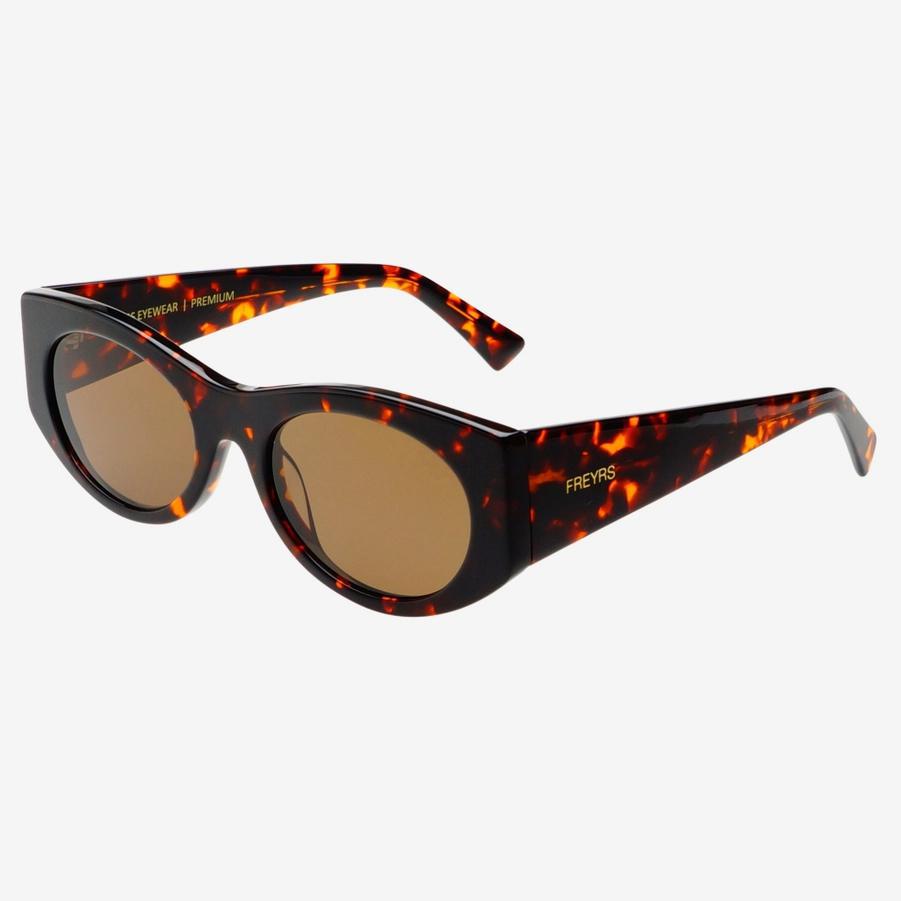 Freyrs Eyewear-Layla Oval Sunglasses in Brown Tortoise