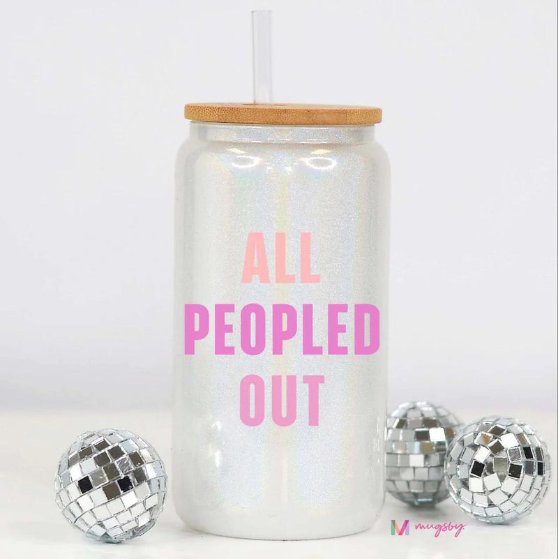 Funny White Glitter Glass Cup