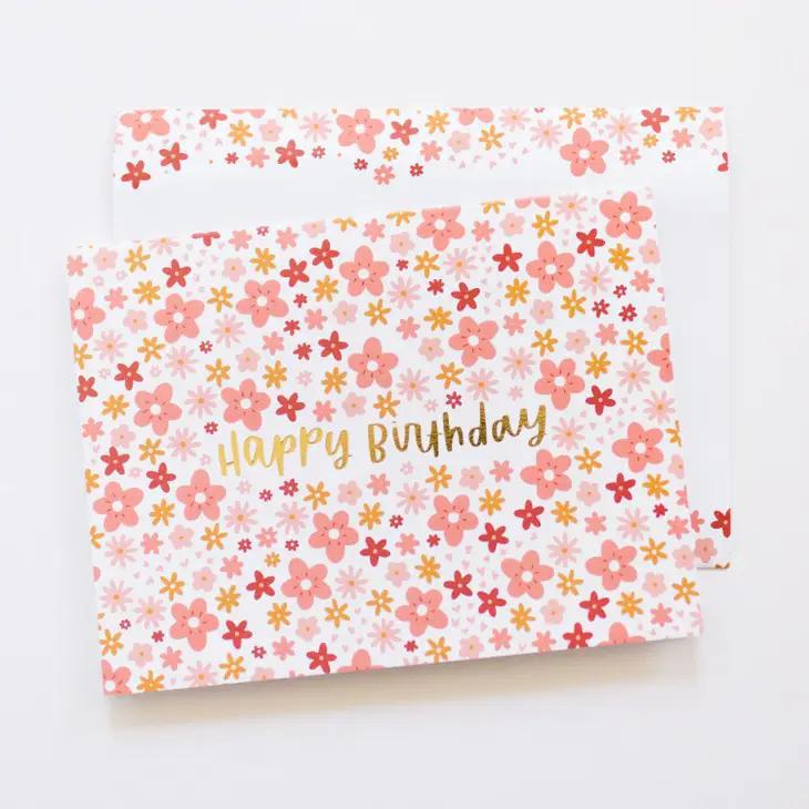 Happy Birthday Flowers Greeting Card