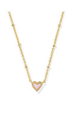 Mini Ari Heart Necklace Gold- Bubblegum Pink