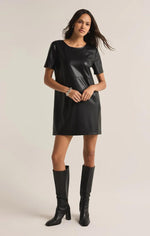 London Faux Leather Dress-Black