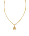 Crystal Letter Gold Short Pendant Necklace in White Crystal