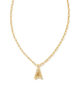 Crystal Letter Gold Short Pendant Necklace in White Crystal