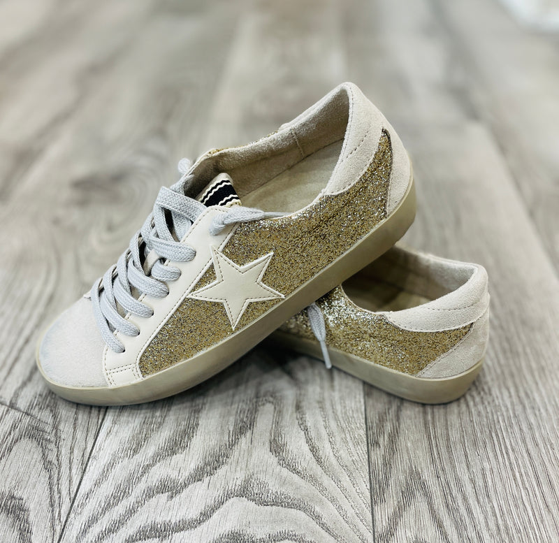 ShuShop's Paula Sneakers in Gold Glitter